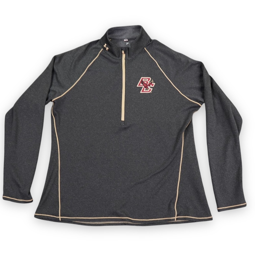 Under Armour‎ Boston College Womens Large 44 Chest 1/2 Zip Pullover Pinstripes